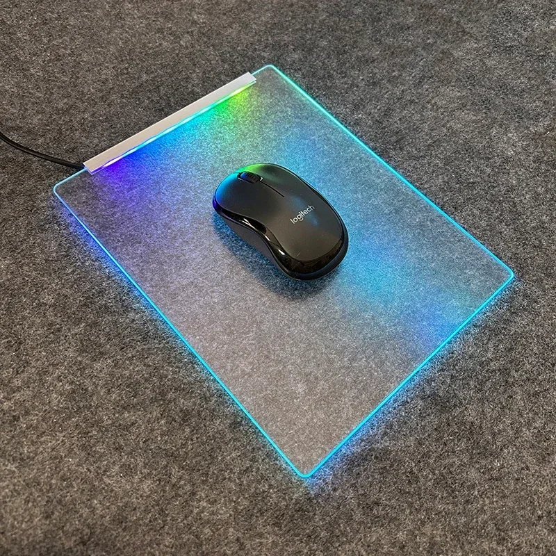 

Tempered Glass Mouse Pad Glow RGB Esports Mouse Pad Custom Frosted Photovoltaic Luminescence Desk Mat Pc Gaming Accessory