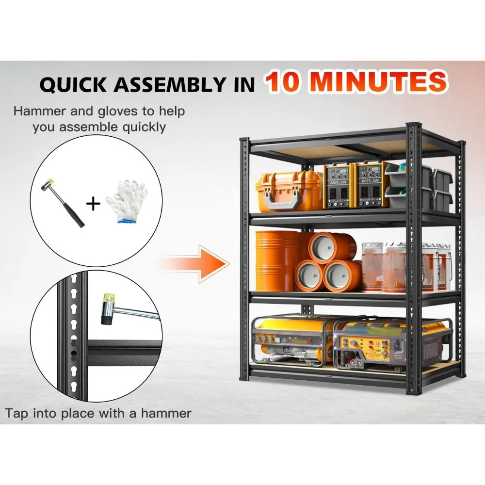 Storage Shelves 4 Tier Garage Shelving Heavy Duty Shelving 1800LBS Adjustable Metal Shelving Units and Storage Rack Shelf