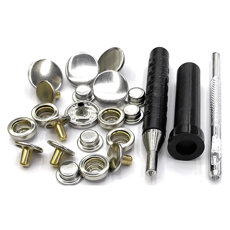 10 Sets Brass Snap Fasteners And Tools Sewing Buckle Environmentally Invisible High Quality Jacket Leather Rivets Buttons