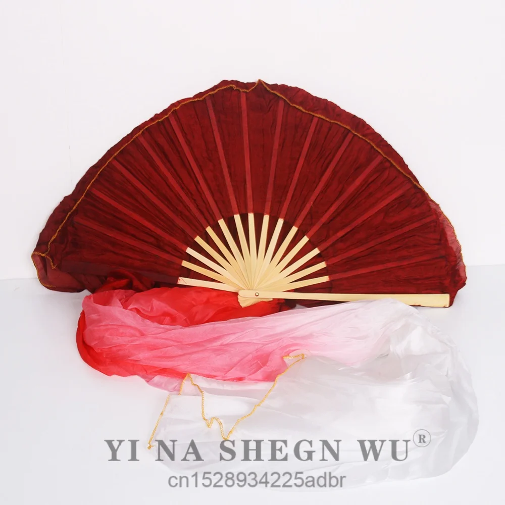 New Women Belly Dancing Fan 1 Pair Gradient Color Dancer Long Real Silk/Imitation Silk Fans 150/180x90cm Rayon Silk Fans