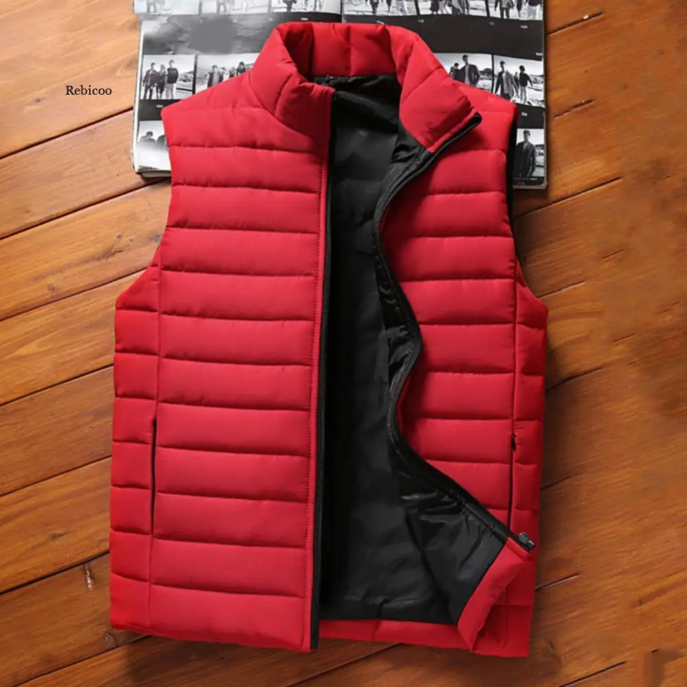 

Sleeveless Men Vest Waistcoat 3D Cutting Windproof Thicken Soft Warm Zipper Closure Autumn Winter Vest Men Clothes