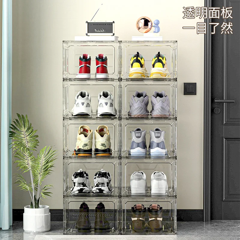 Plastic Display Shoe Box Miscellaneous Storage Cosmetics Storage Box Can Be Stacked with Transparent Shoe Cabinet Shoe Organizer