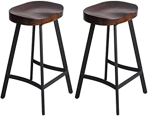 

Industrial Stool Seat-26.77 inch Counter Height Kitchen Stool-Metal and Wood Dining Stools-Set of 2,Backless,Stackable,Fully W