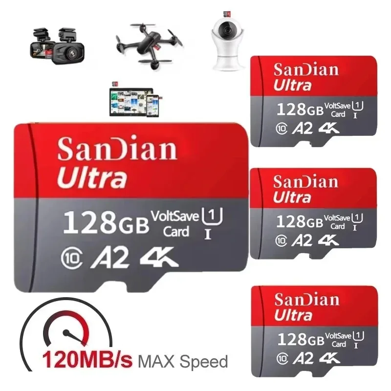 High Speed Class 10 SD Memory Card, 128GB/512GB/256GB, 1TB Micro TF SD Card, for Camera Phones and Tablets. view 2
