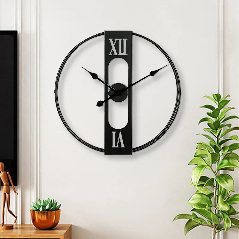 

Vintage Iron Wall Clock Source Nordic Decorative Clock Circle Roman Silent Clock House Decoration Living Room Decoration Watches