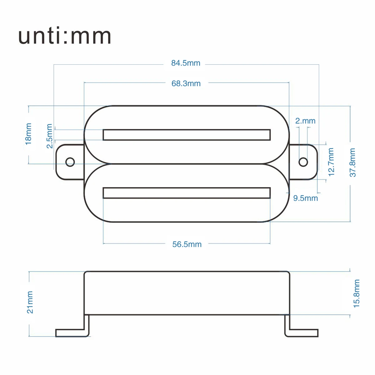 FLEOR Black Hot Dual Rails Humbucker Pickup Electric Guitar Bridge Pickup High Output Ceramic Magnet Guitar Parts