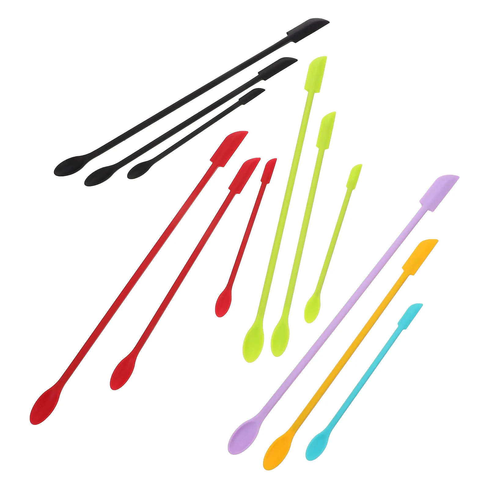 Zestaw 12 szt. silikonowych szpatułek z długim uchwytem, praktyczna skrobaczka do butelek, słoików, kosmetyków, gadżet kuchenny, skrobaczka do butelek.