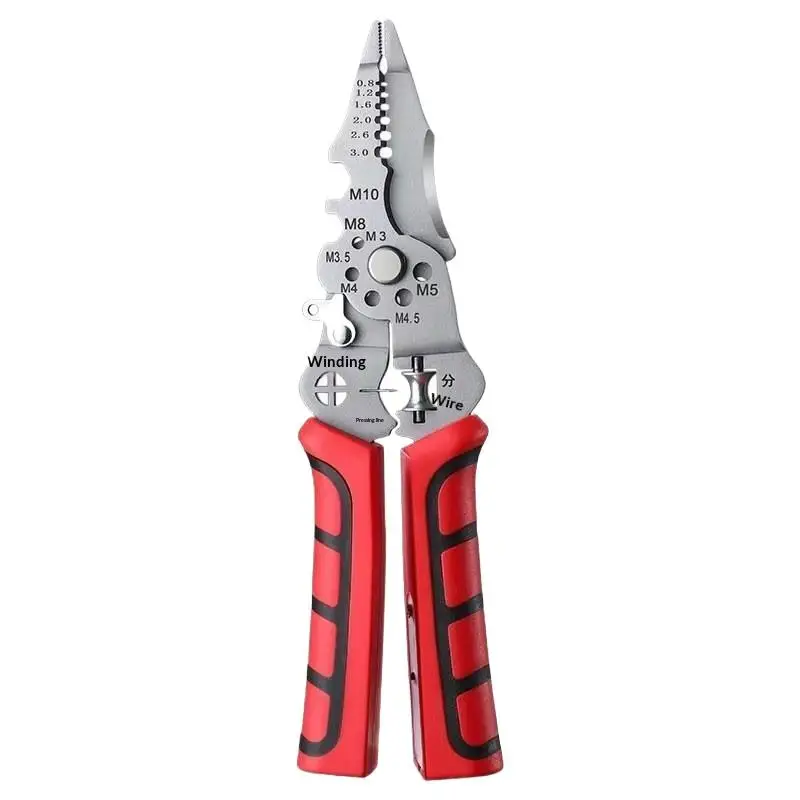Foldable Pliers for Cable Cutting, 1Pcs 28 in 1 Wire Stripper with Electrical Test Pen Crimper Tool