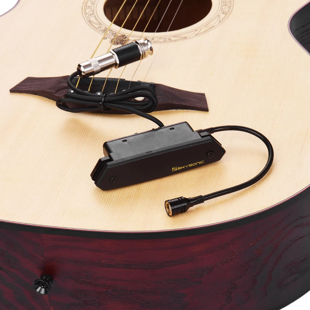 SKYSONIC T-902 Acoustic Guitar Active Soundhole Pickup Magnetic + Microphone Dual Pickup Systems with Volume Controls