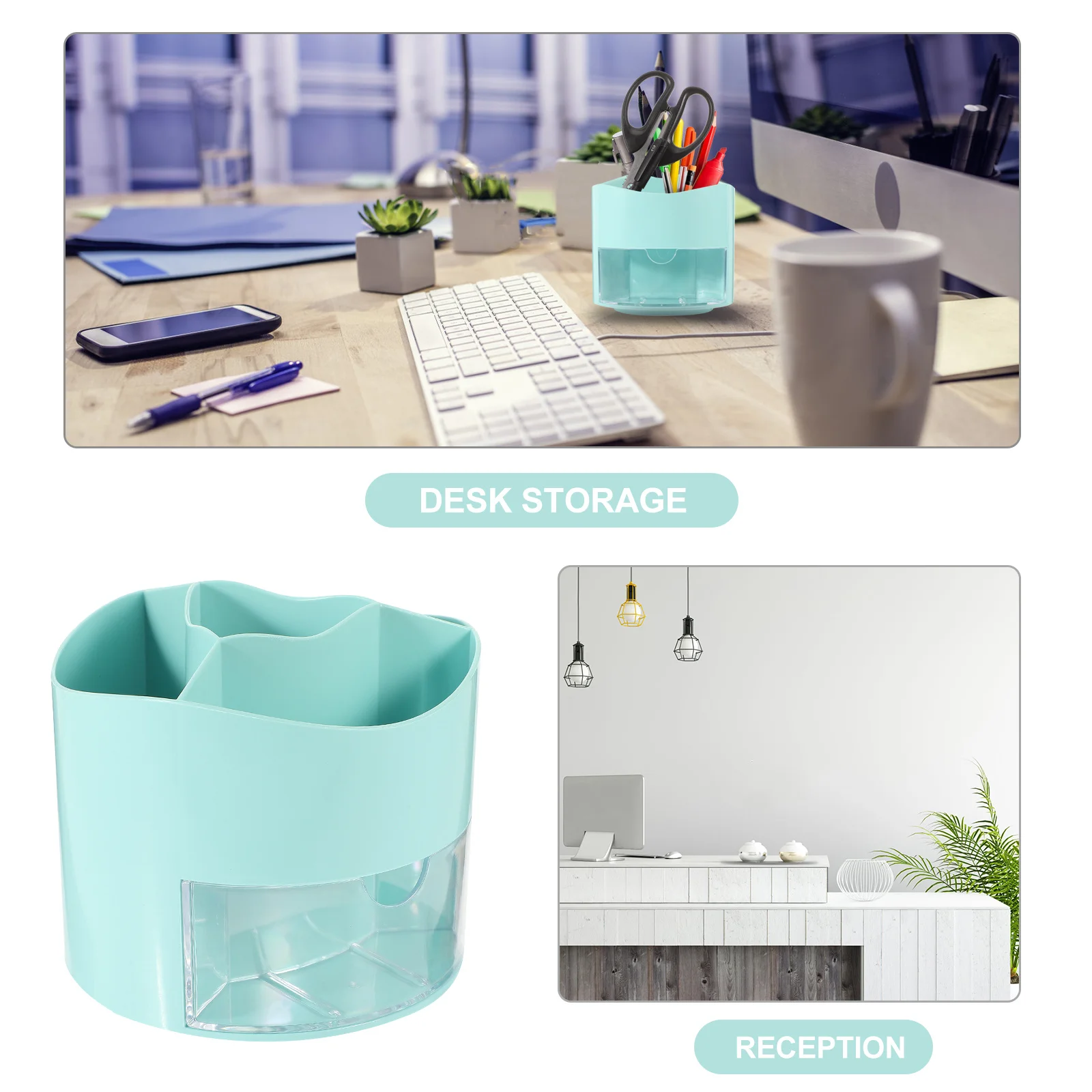 

Rotating Brush Holder for Desk - Multi-Compartment Desktop Organizer for Makeup Brushes Pencils Pens Stationery