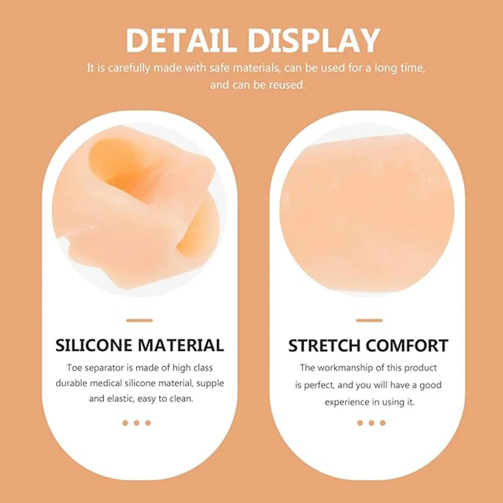 Separatore per dita in silicone estensibile da 1 paio, correttore per dita evaporate per pollice grande e osso del piede grande, può essere utilizzato per il pendolarismo quotidiano