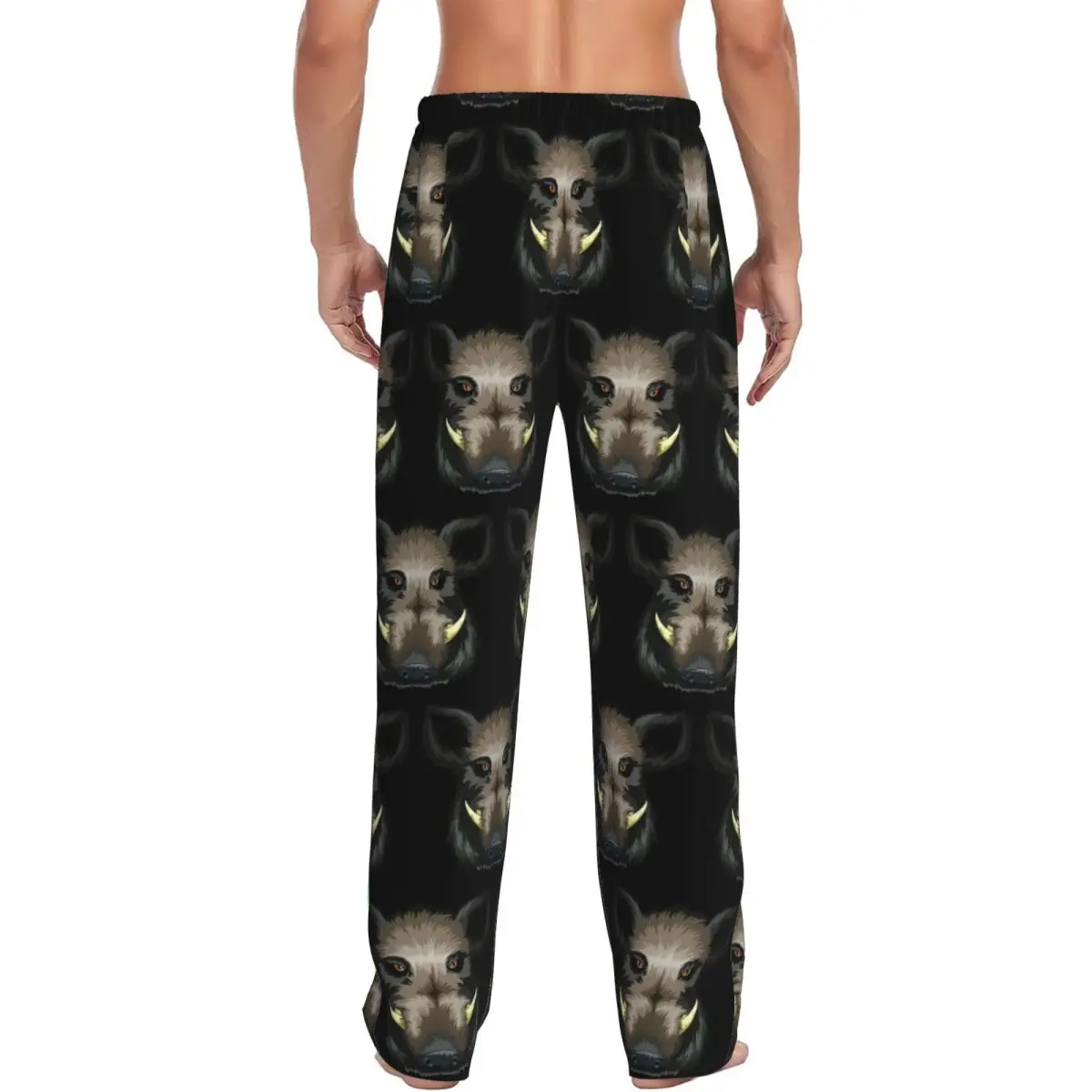 Custom Funny Wild Pig Hunting Men Pajama Pants Lounge Sleep Sleepwear Bottoms with Pockets