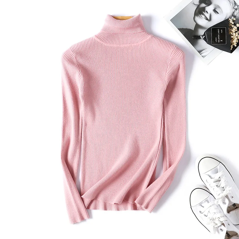 Turtleneck Winter Sweater Women Warm Knitted Pullover Slim Tops Basic Solid Soft Autumn Sweaters Streetwear Knitwear Jumper New