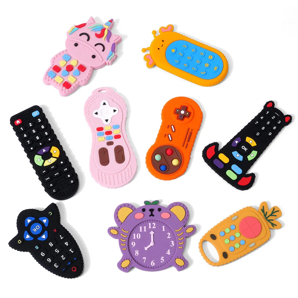 

TYRY.HU 1PC Baby Silicone Teether TV Remote Control Shape Teether Rodent Gum Newborns Chew Teething Toy Kids Sensory Educational