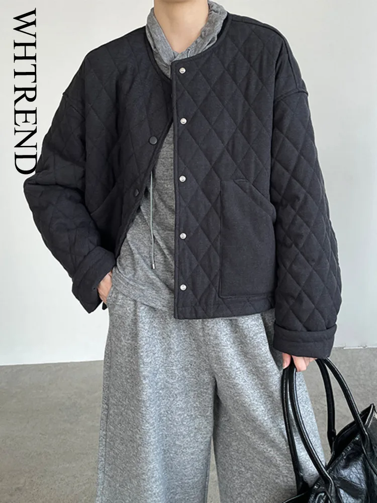 

WHTREND Korean Style High-End Rhomb Cotton Jacket For Women Winter New Loose Versatile Thick Warm Coats WH2136