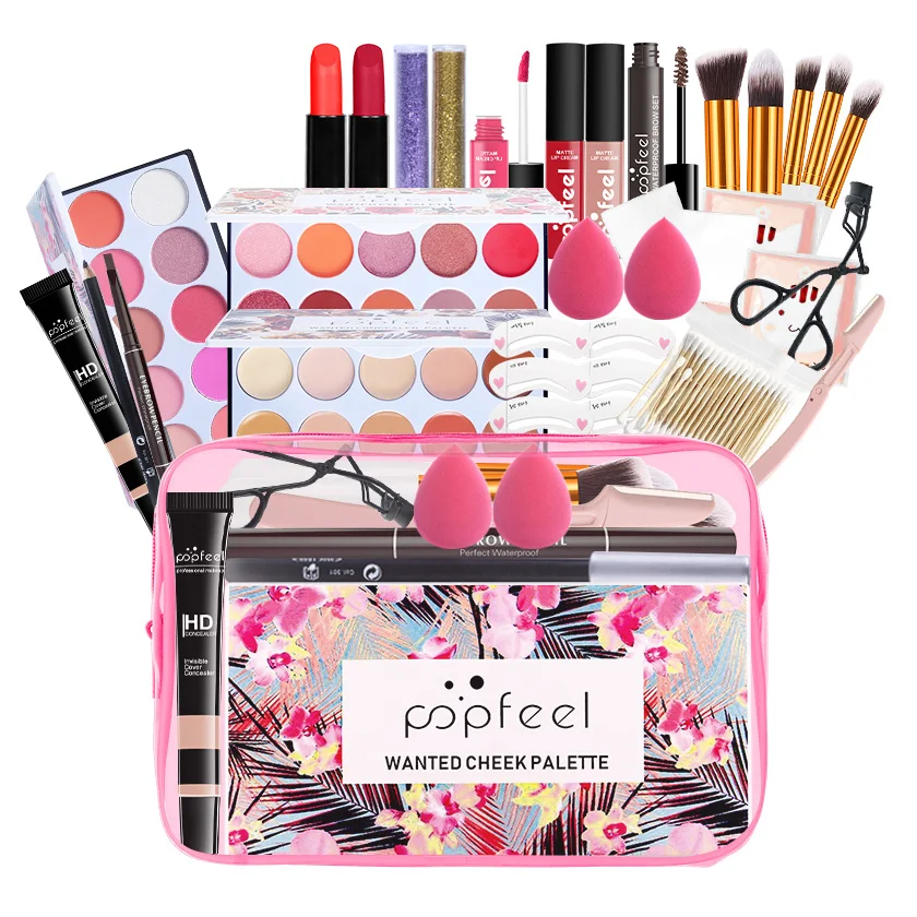 

25Pcs/Bag Full Makeup Set Eyeshadow Palette + Eyebrow Pencil + Eyeliner Pen + Concealer Cream + Lipstick Lip Gloss Cosmetics Kit