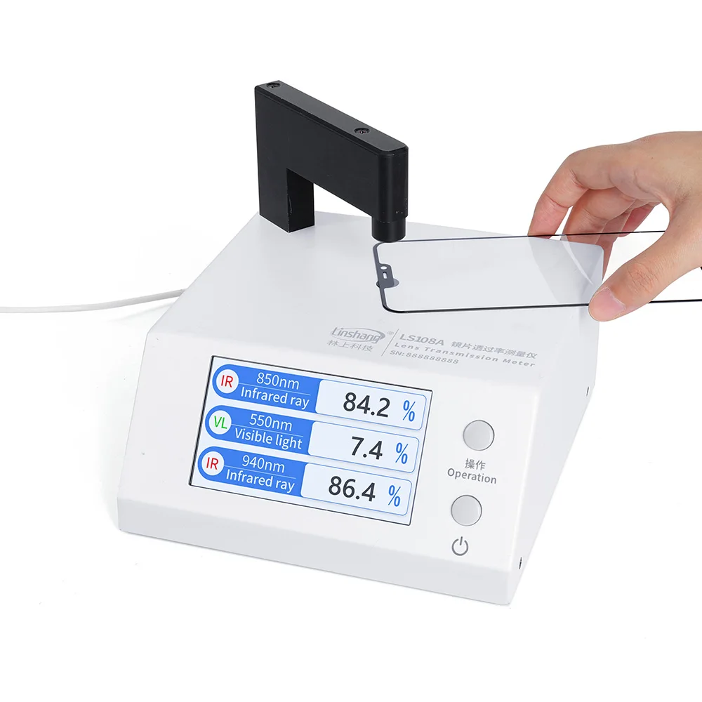 LS108A LS108D Lens Transmission Meter IR Visible Light Transmittance Tester for Mobile Phone Tablet PC Cover Glass IR Ink Hole