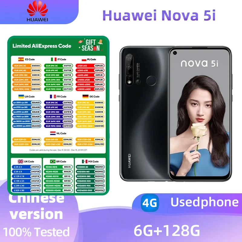 HUAWEI Nova5i SmartPhone HiSilicon Kirin710 6.4inch  Screen 24MP Camera 5000mAh 60W Charge Android Original Used Phone