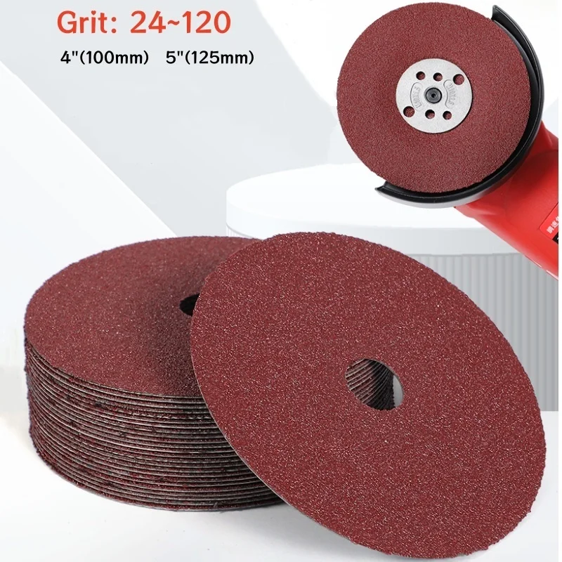 5/10pcs Hard Fiber Sandpaper Abrasive Sanding Disc 24 36 40 50 60 80 100 120 Grit for Wood Furniture Hardware Grinding