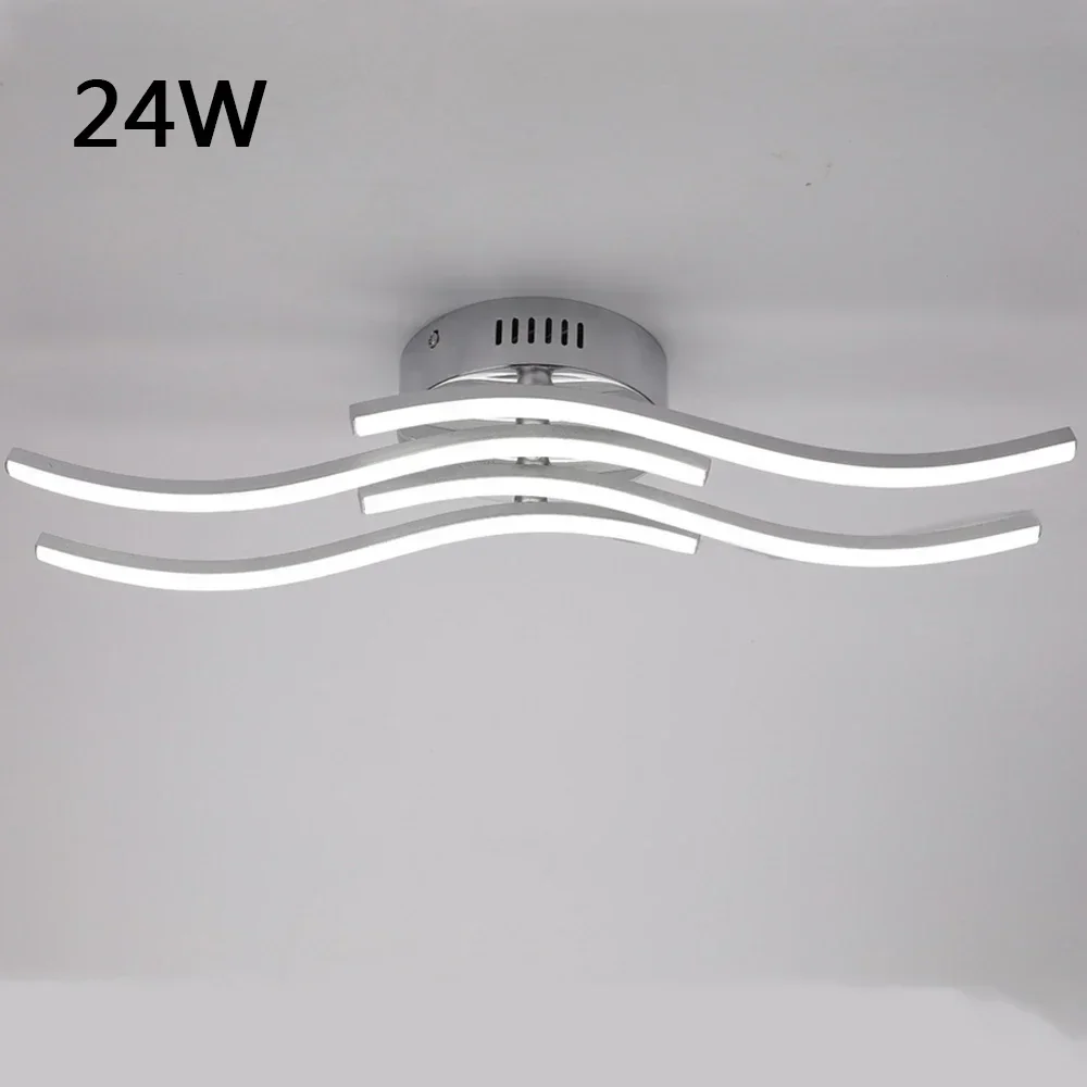 Lámpara de techo Tricolor regulable para sala de estar, luces LED paralelas de diseño moderno, 24W, cuatro ondas