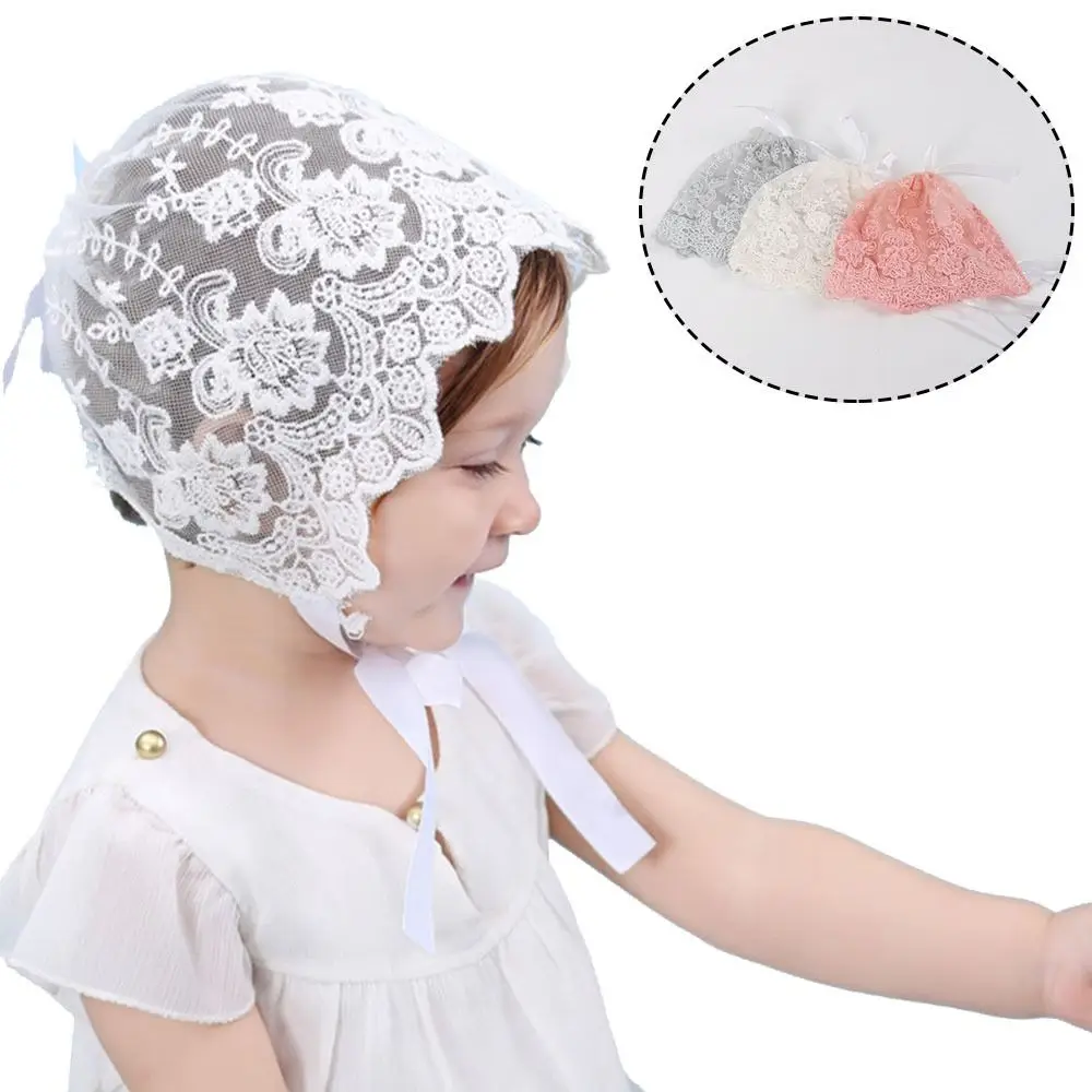 

Lace Ruffle Newborn Hat Breathable Sun Protection Toddler Tie Beanie Princess Baby Court Hat Newborn Photography Prop