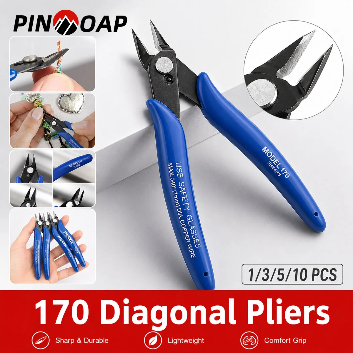 PINMOAP 170 Multi Purpose Pliers Heavy Duty Steel Hand Tool Wire Cutter Grip Plier For Home Repair Diy Workshop Tool Kit