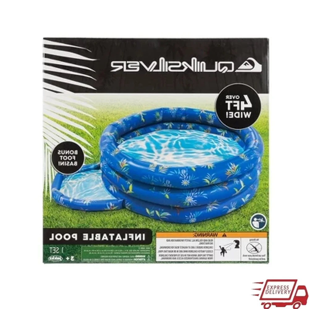 Piscina inflable de 3 anillos para adultos con lavabo para pies, vinilo impermeable, 4 pies de ancho, fácil instalación, diversión con agua limpia, verano