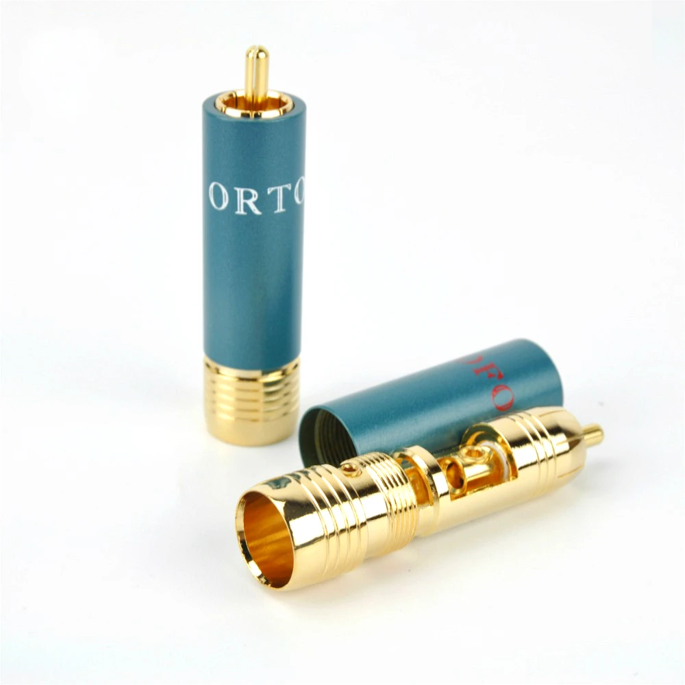 High Quality 4pcs/lot Gold-plated  RCA Plug Lock Collect Solder A/V Connector HIFI Connector for DIY cable