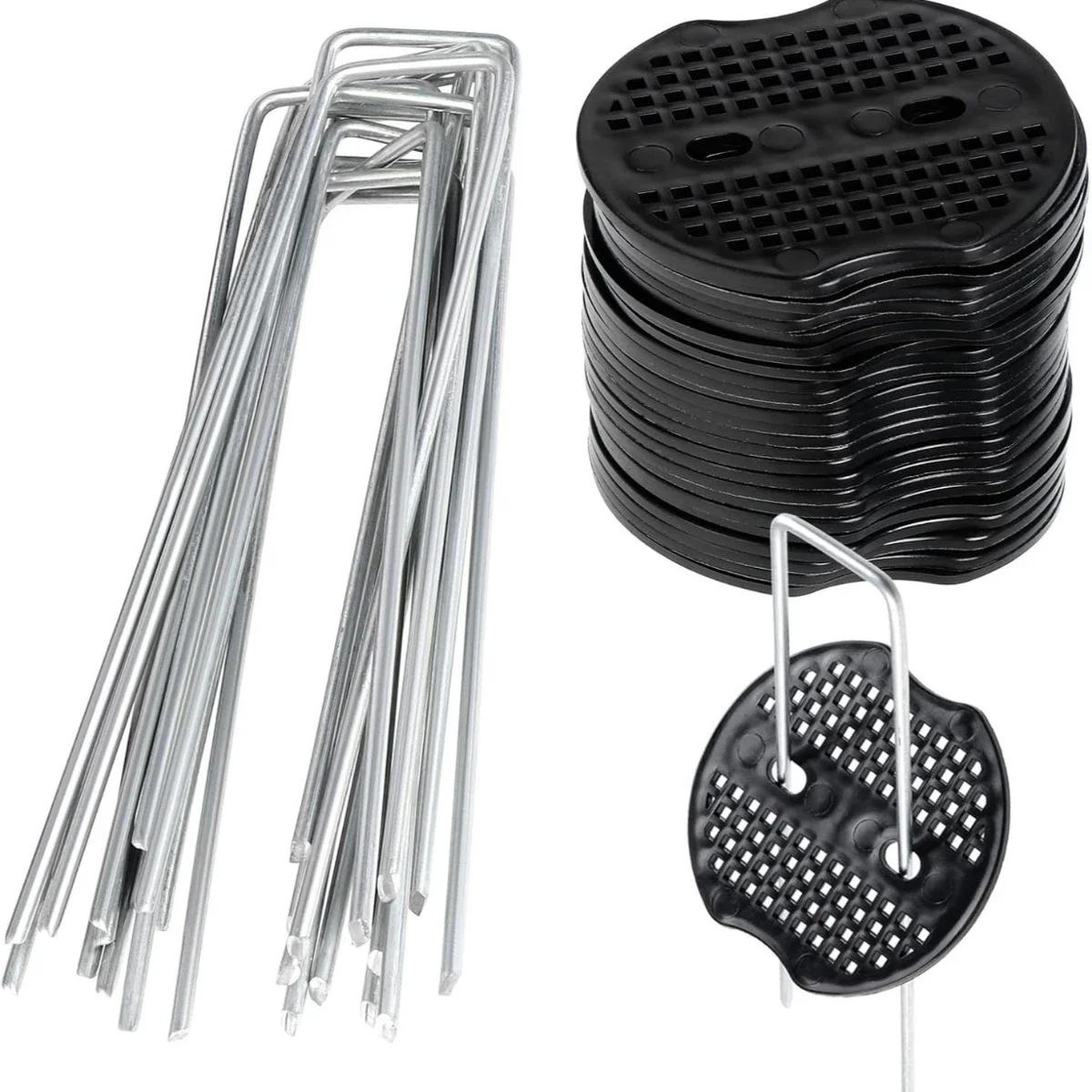 Stainless steel anti grass cloth ground nail anti cat pad fixed U-shaped gasket ground nail combination galvanized agricultural