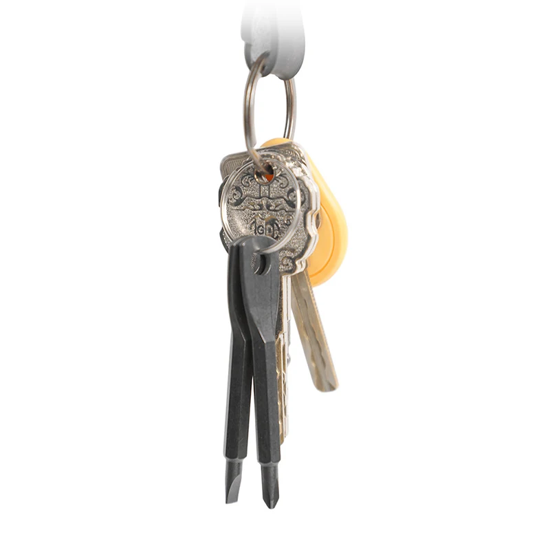 2pcs Portable Phillips & Slotted Screwdriver Key Ring Set Multi-Functional Mini Pocket Repair Tool Gadget for Camping Accessorie