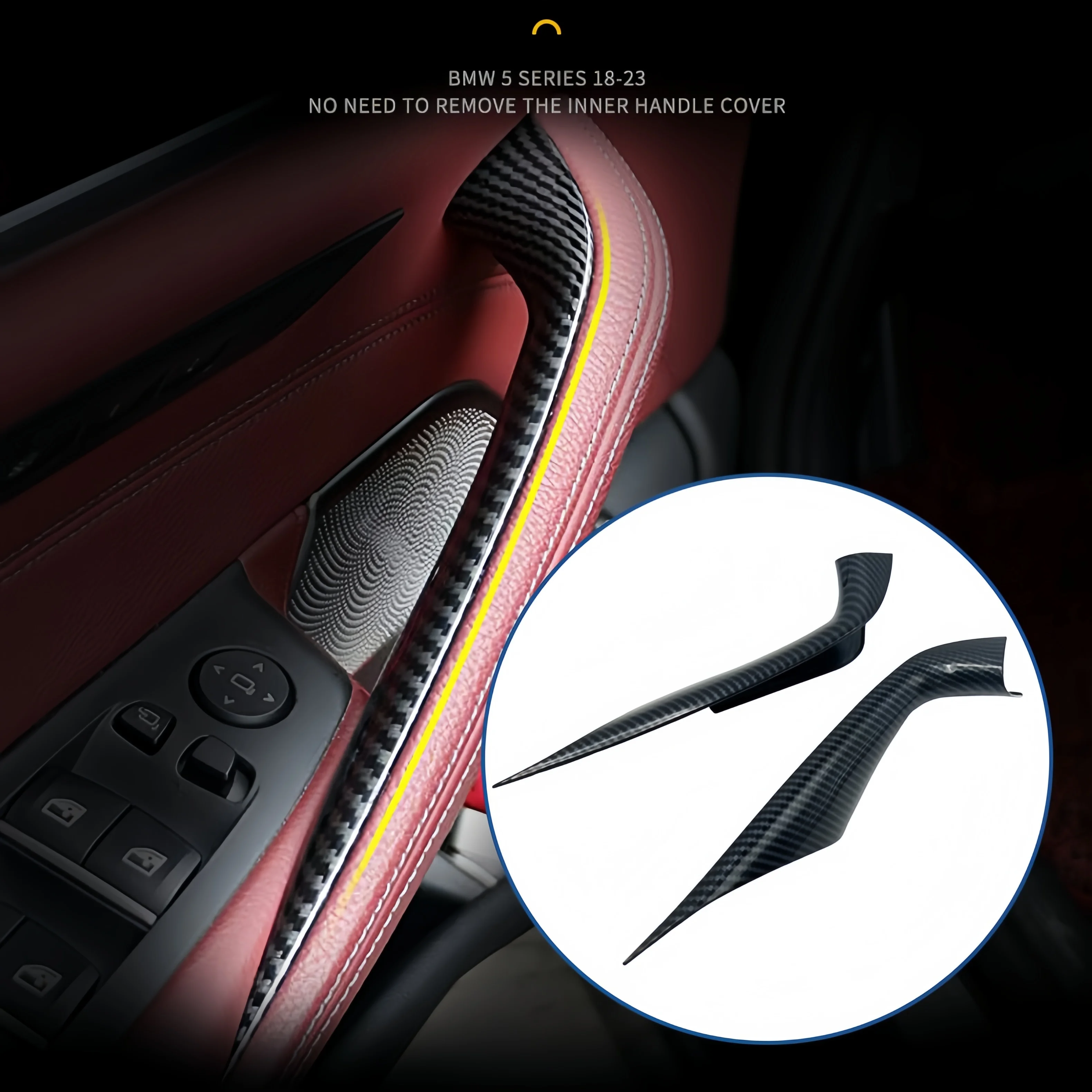 

3 Colors Car Interior Door Handles For BMW 525I 530I 5 Series 2018-2023 ABS Interior Door Handle Pull Protective Cover