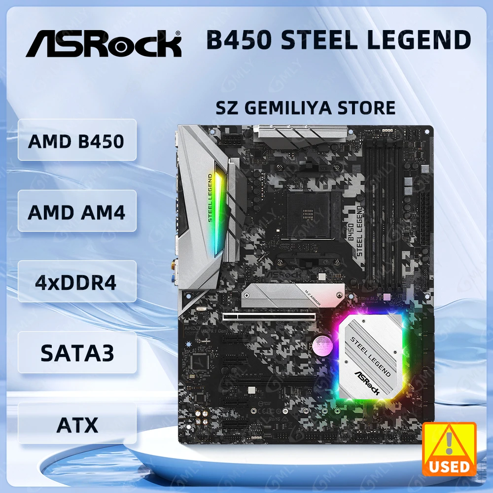 ASROCK B450 Motherboard B450 Steel Legend Socket AM4 DDR4 64GB support 5900 5600 1400  4700 4300 3500 5500 cpu M.2  ATX