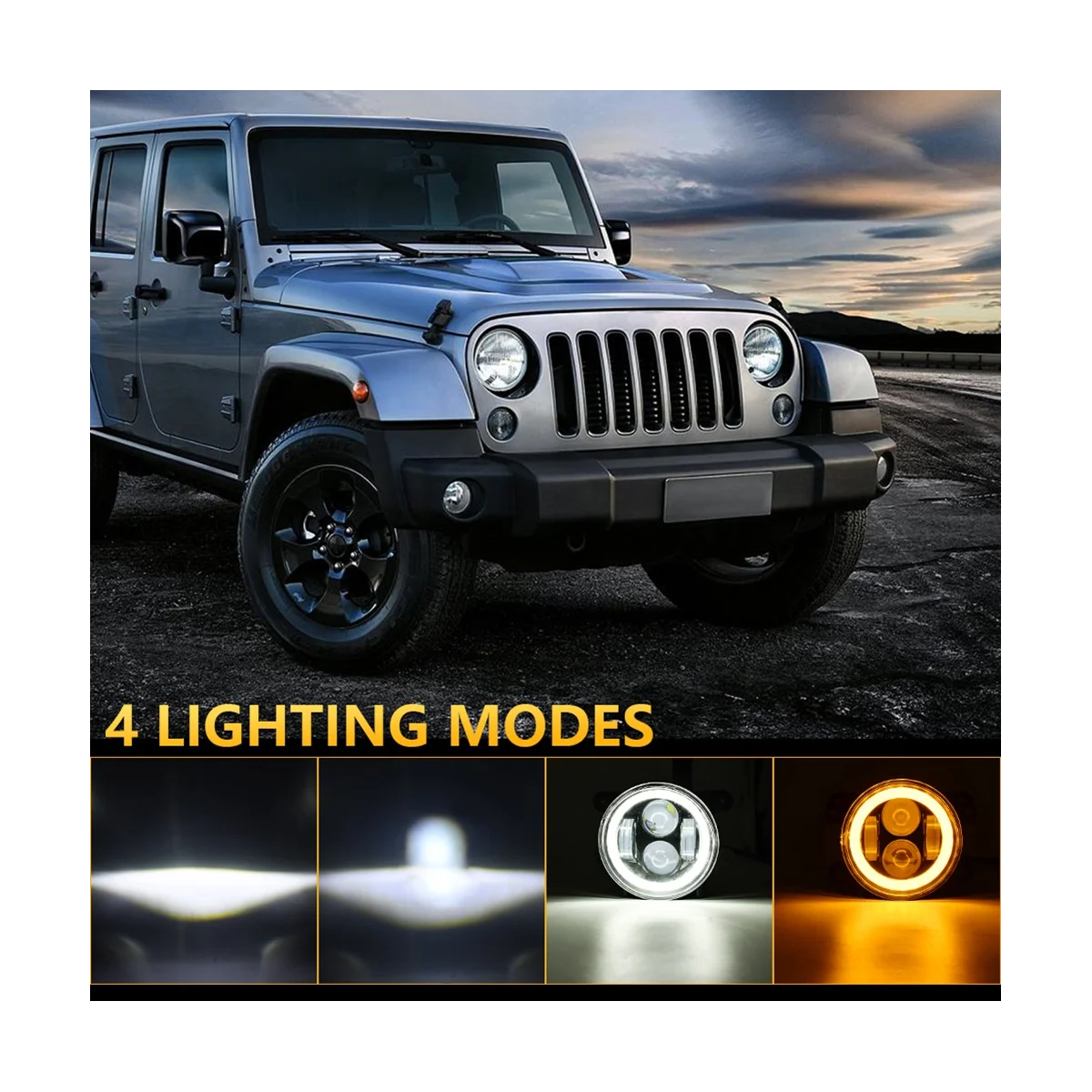 4Inch Car Fog Light 20000LM 200W High/Low Beam Waterproof for Wrangler JK Journey Magnum -