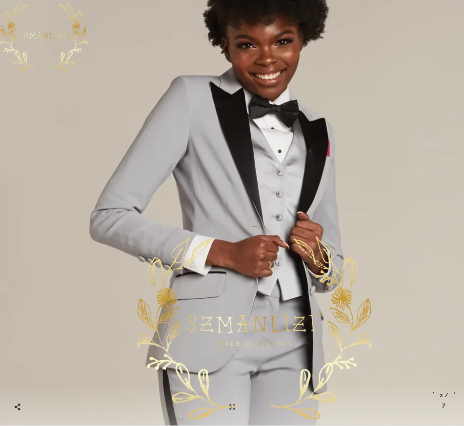 2022 Fashion Women's 3-piece Slim Fit Business Work Wear Party Wedding Tuxedo Light Gray Pant Suits Set Blazer+ Pants+Vest