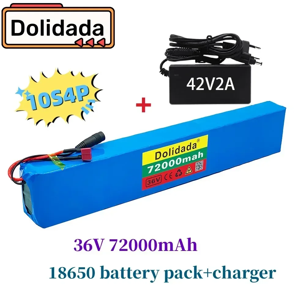 2023 new 18650 battery pack 10s4p 36 V 72AH high power 600 W, suitable for electric bicycle lithium battery with charger sales