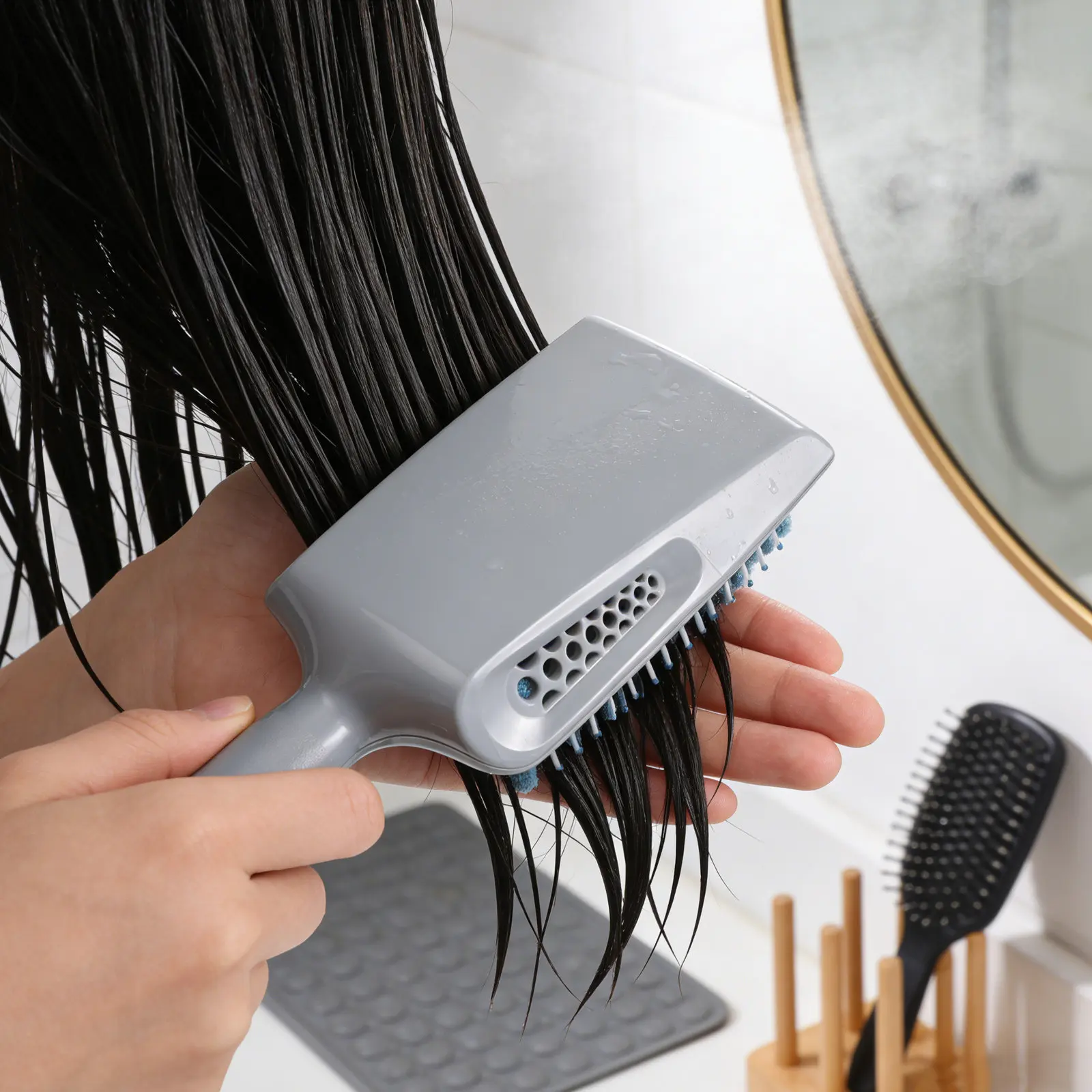 2Pcs Dry Hair Comb Absorbent Detangling Paddle Brush for Wet Dry Hair Styling Sponge Tool Travel Gym