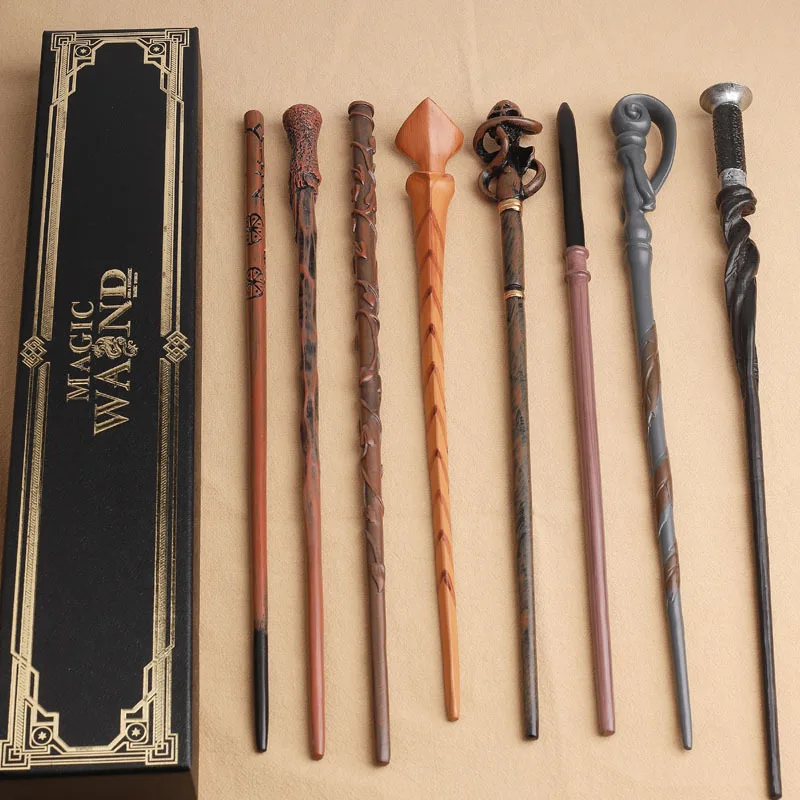 مجموعة العصا السحرية هاري بوتر - عصا هيرميون/فولدمورت العارية مع صندوق هدايا، عصا تنكرية لحفلات الهالوين