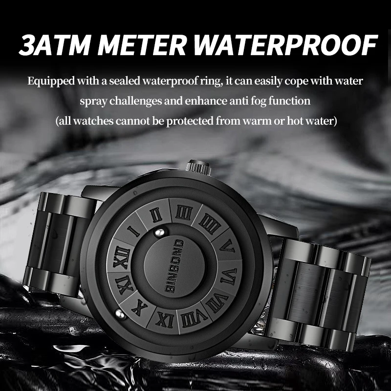 2024New Sports Man Watch Creative Stainless Steel Band Scrolling Beads Quartz Watches for Men Magnetic Force Waterproof Clock