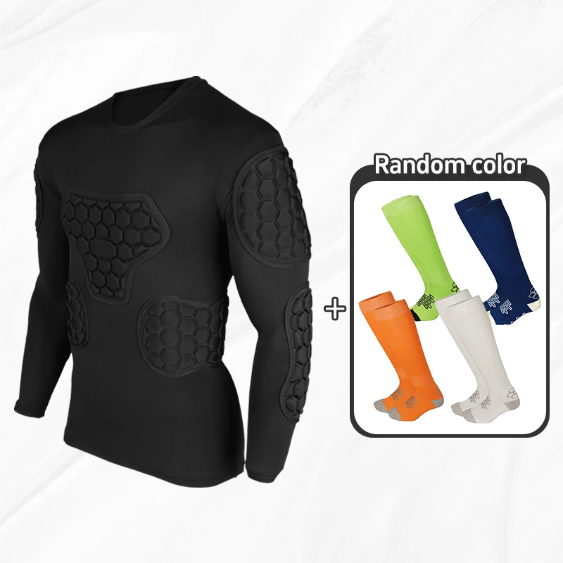Shinestone goalkeeper uniforms Men's jersey Breathable Sponge Soccer Tights Protective Long-Sleeved Collision football training