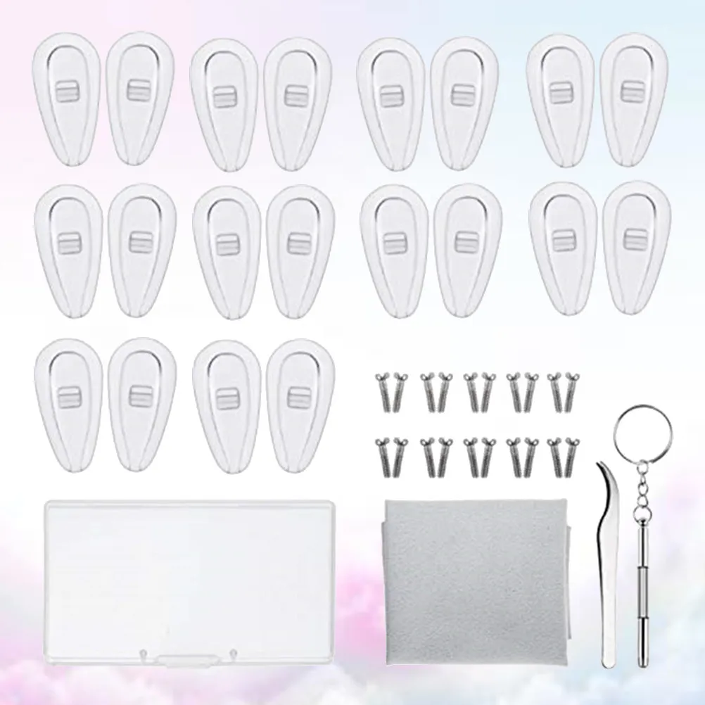 

Набор для самостоятельного ремонта очков: силиконовые накладки, 10 стальных винтов 14,2 мм, универсальный размер для всех оправ, для домашнего и профессионального использования