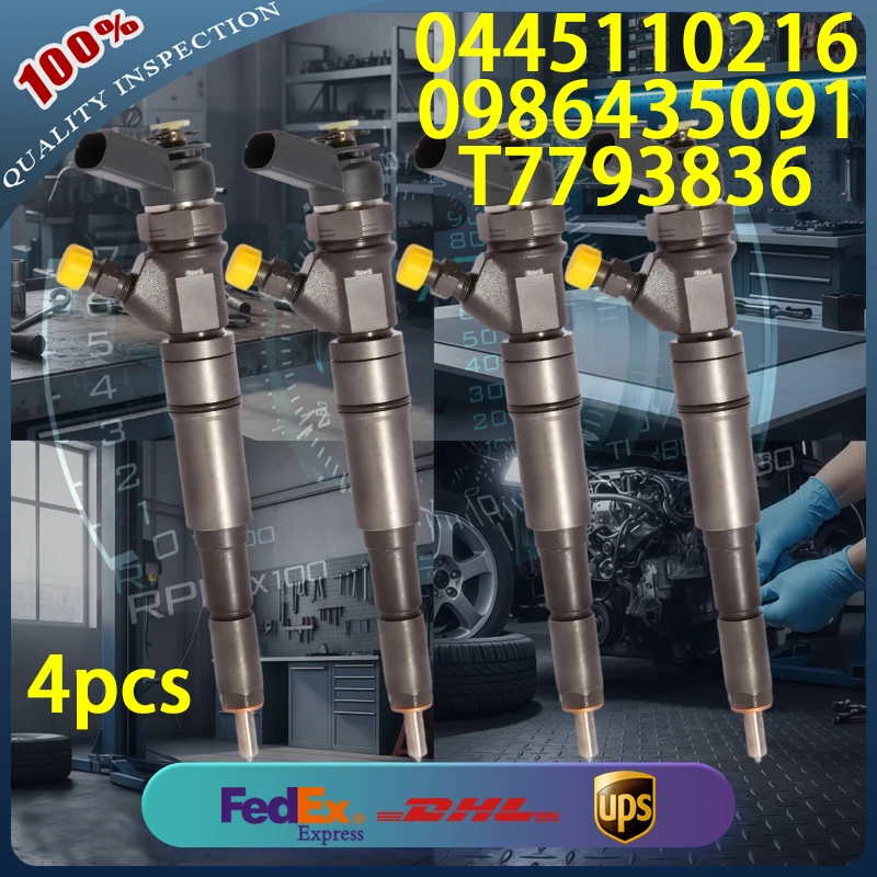 

0445110216 Common Rail Diesel Injector 0986435091 T7793836 for BMW X3 X5 3.0d 204D4 306D2 M47N M57N E83 Diesel Engine 4pcs