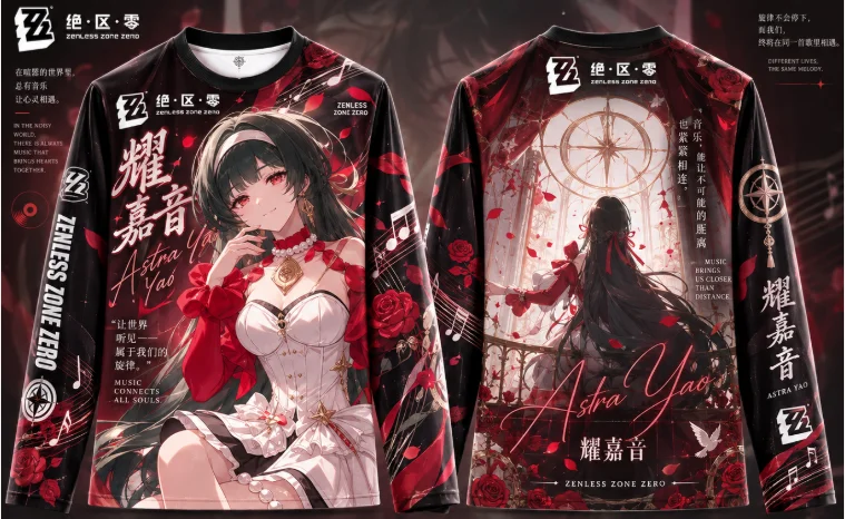 Zenless Zone Zero Astra Yao 3D full printed long sleeved T-shirt with double-sided anime and game character pattern unisex top