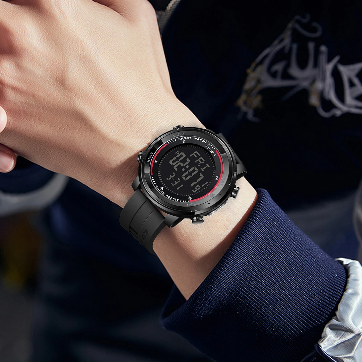 FOXBOX Electronics Men Watches Outdoor Sports Waterproof Luminous Watch Fashion Military Quartz Wrist Watch For Men Montre Homme