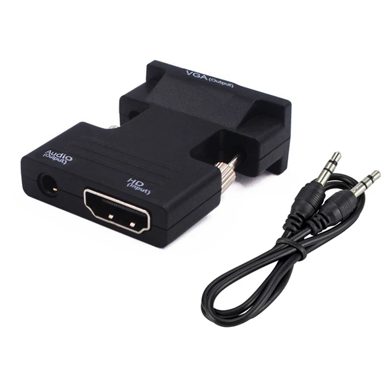 HDMI-compatible To VGA Converter With 3.5mm Audio Cable For PS4 PC Laptop TV Monitor Projector HD 1080P VGA Female to HDMI Male