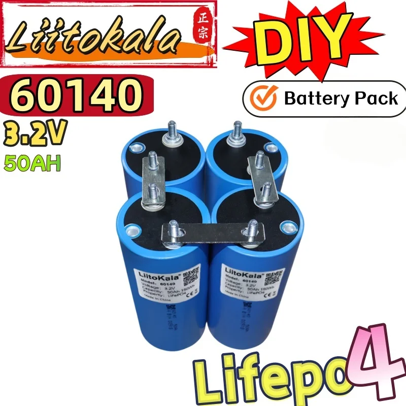 

Liitokala latest launched 60140 50AH lifepo4 3.2V 5C for DIY battery pack high power supply home appliance work mining camping