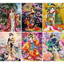 Modern Cross Stitch Kits DIY Landscape unPrinted Cotton Relaxing Embroidery Needlework Sets Wall Hanging Japanese