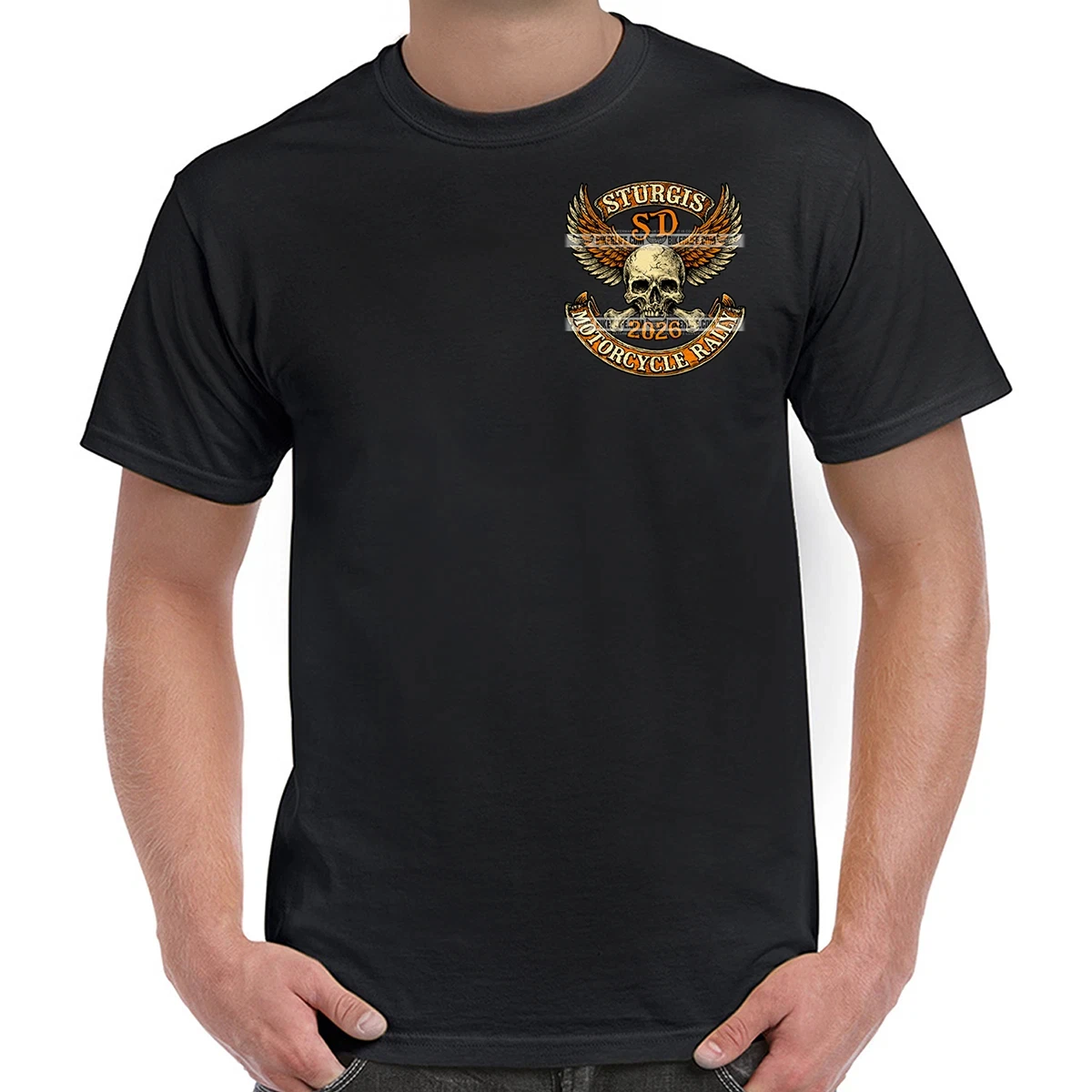 T-Shirt 2026 Sturgis Motorrad-Rallye Totenkopf-Banner Grafikdruck Hochwertiger Luxus Unisex-Stil für Männer und Frauen – Detail 4
