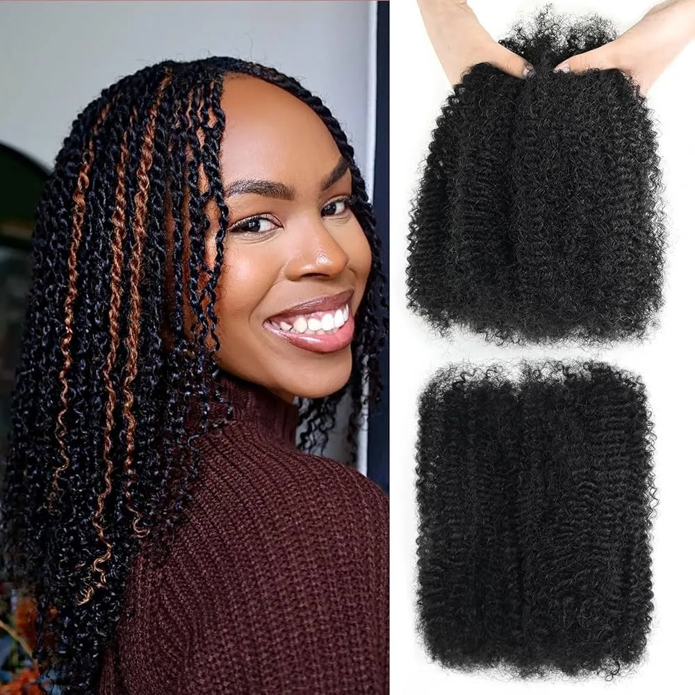 

Afro Kinky Mini Twist Dreadlock Bulk Human Hair 50 Grams 100 Real Remy Unprocessed Natural Color Soft Texture for Braiding Croch