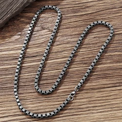 MKENDN Basic Fashion New Box Chain Necklace For Men Punk Retro Stainless Steel Long Necklace Men Hip Hop Jewelry Gift