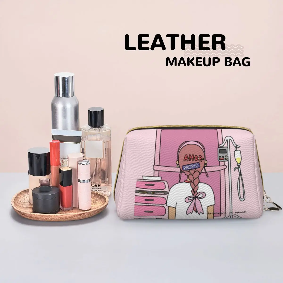 Enfermera En Apuros Leather Makeup Bags Trendy Large Capacity Cosmetic Bags Merch Woman Zipper Beauty Toiletry